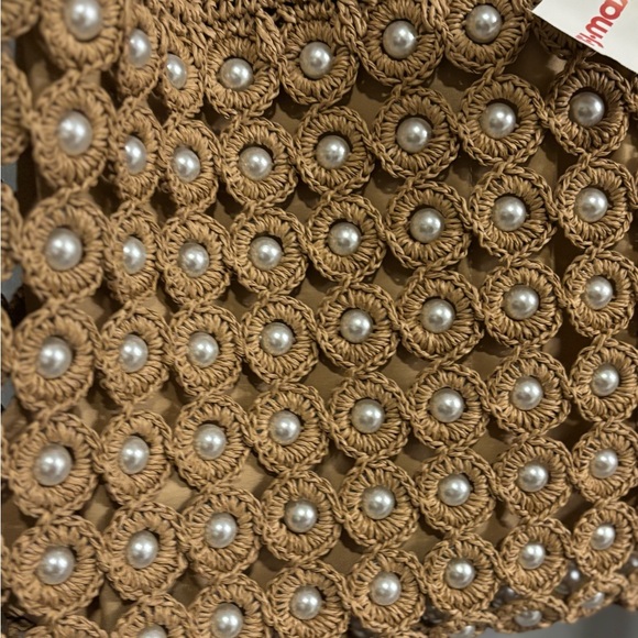 Haute Hippie Crochet Tote Bag with Pearl Accents - Picture 2 of 4